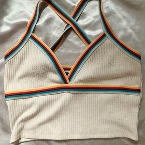 Rainbow Stripe Cross Strap Crop Top
